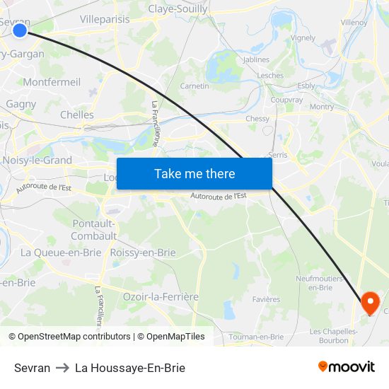 Sevran to La Houssaye-En-Brie map