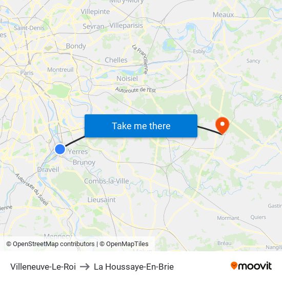 Villeneuve-Le-Roi to La Houssaye-En-Brie map