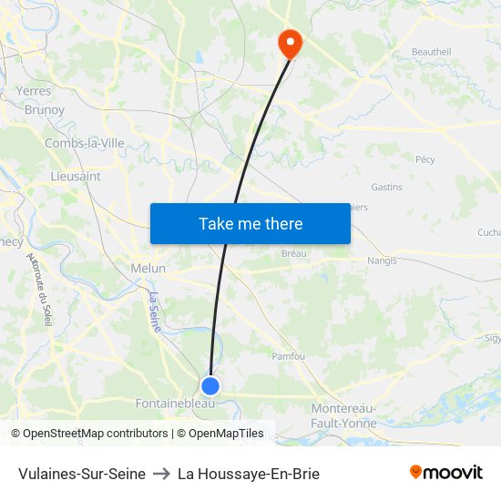 Vulaines-Sur-Seine to La Houssaye-En-Brie map