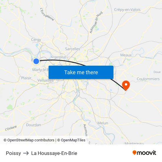 Poissy to La Houssaye-En-Brie map