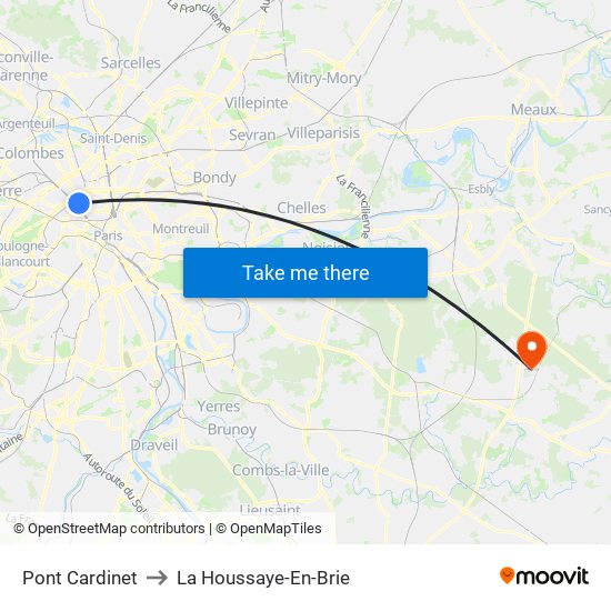 Pont Cardinet to La Houssaye-En-Brie map