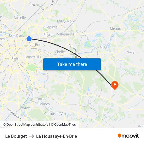 Le Bourget to La Houssaye-En-Brie map