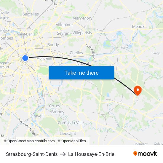 Strasbourg-Saint-Denis to La Houssaye-En-Brie map