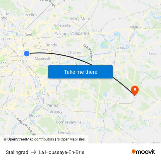 Stalingrad to La Houssaye-En-Brie map