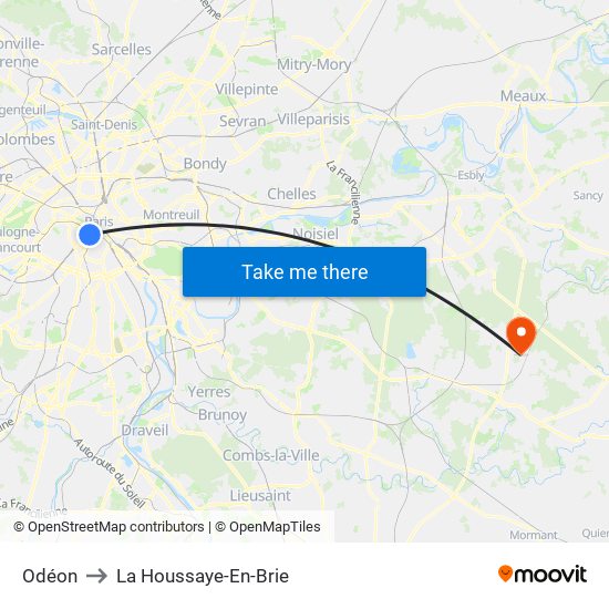 Odéon to La Houssaye-En-Brie map