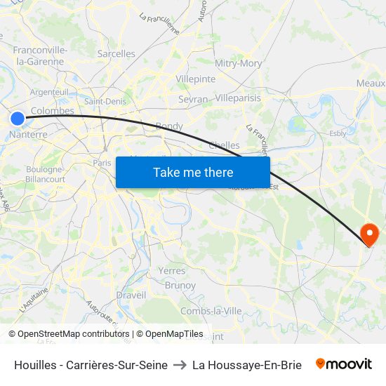 Houilles - Carrières-Sur-Seine to La Houssaye-En-Brie map