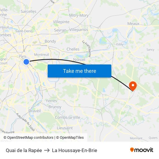 Quai de la Rapée to La Houssaye-En-Brie map