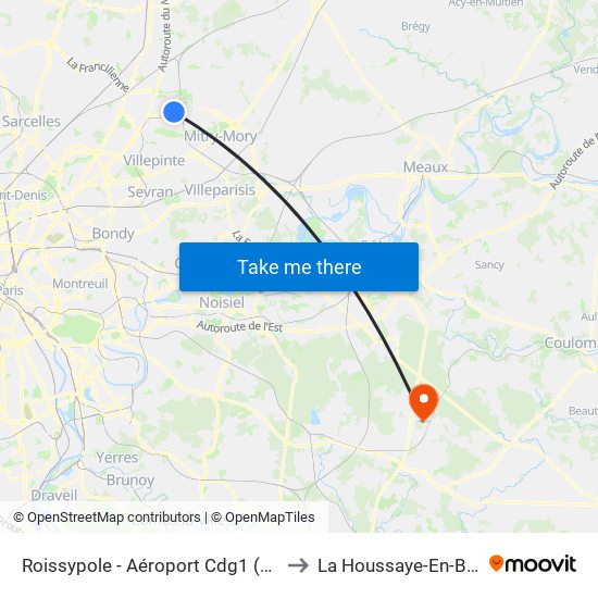 Roissypole - Aéroport Cdg1 (G1) to La Houssaye-En-Brie map