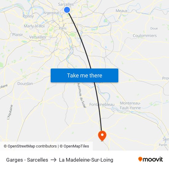 Garges - Sarcelles to La Madeleine-Sur-Loing map