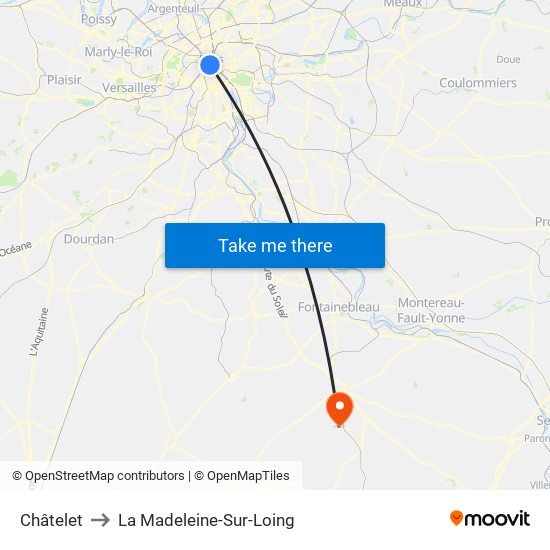 Châtelet to La Madeleine-Sur-Loing map