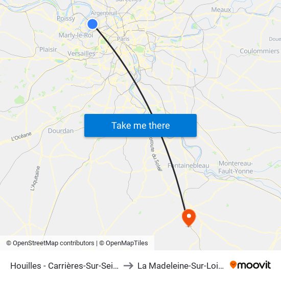 Houilles - Carrières-Sur-Seine to La Madeleine-Sur-Loing map