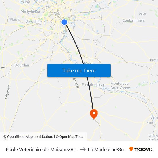 École Vétérinaire de Maisons-Alfort - Métro to La Madeleine-Sur-Loing map