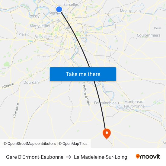 Gare D'Ermont-Eaubonne to La Madeleine-Sur-Loing map