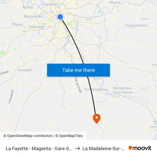 La Fayette - Magenta - Gare du Nord to La Madeleine-Sur-Loing map
