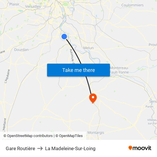 Gare Routière to La Madeleine-Sur-Loing map