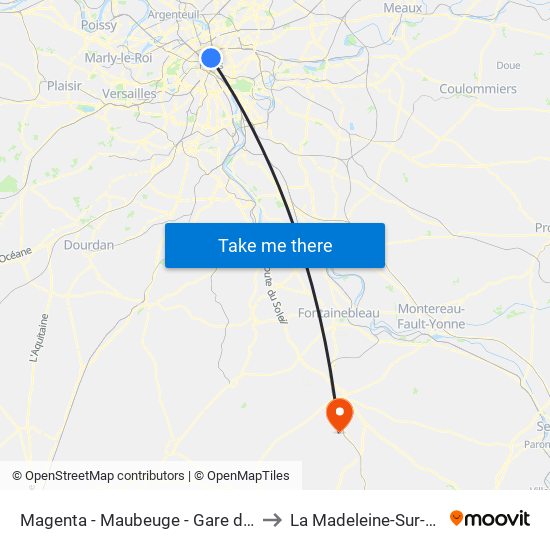 Magenta - Maubeuge - Gare du Nord to La Madeleine-Sur-Loing map