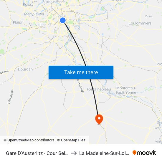 Gare D'Austerlitz - Cour Seine to La Madeleine-Sur-Loing map
