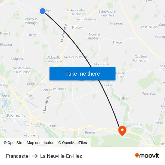 Francastel to La Neuville-En-Hez map