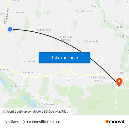 Nivillers to La Neuville-En-Hez map