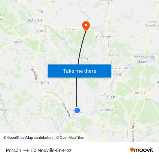Persan to La Neuville-En-Hez map
