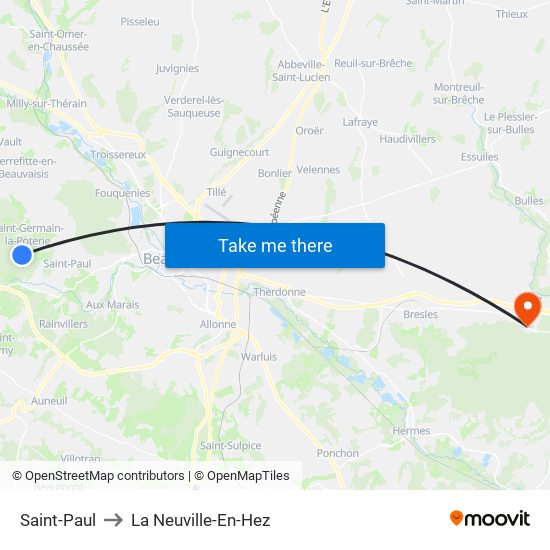 Saint-Paul to La Neuville-En-Hez map