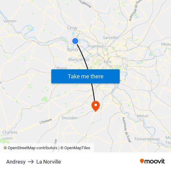 Andresy to La Norville map