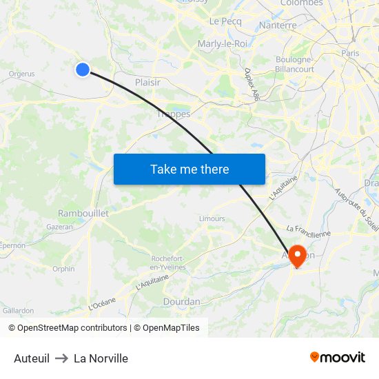 Auteuil to La Norville map