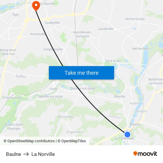 Baulne to La Norville map