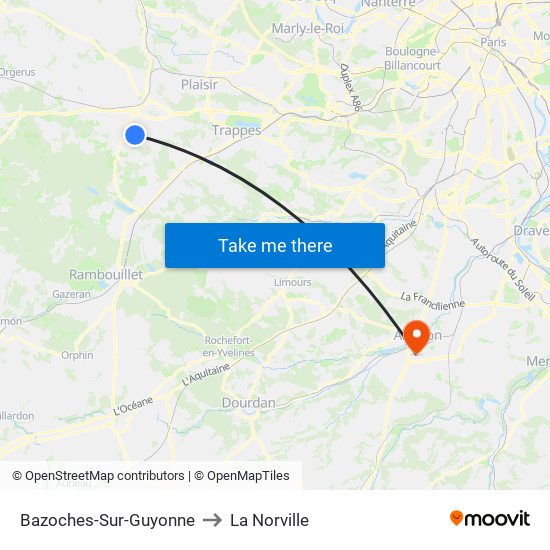 Bazoches-Sur-Guyonne to La Norville map