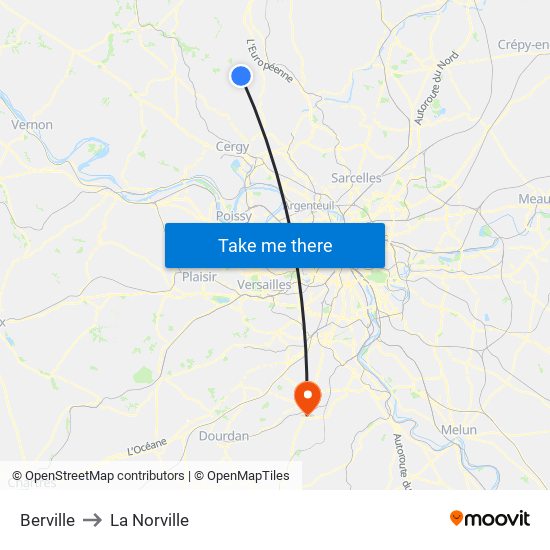 Berville to La Norville map