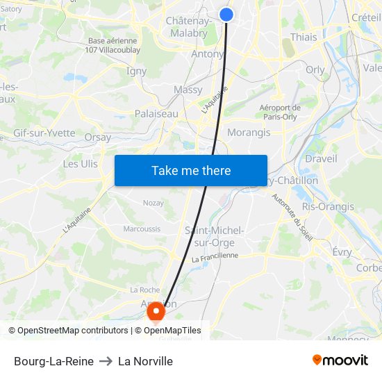 Bourg-La-Reine to La Norville map