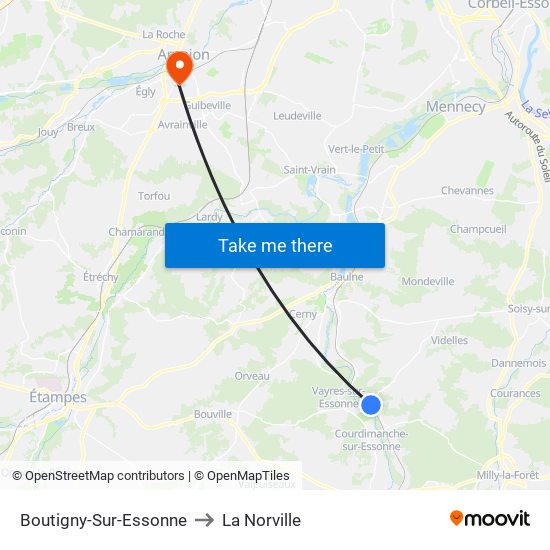 Boutigny-Sur-Essonne to La Norville map