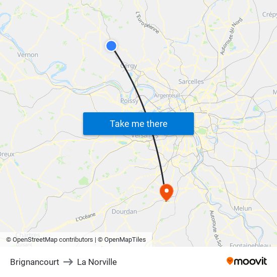 Brignancourt to La Norville map