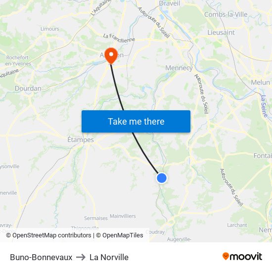 Buno-Bonnevaux to La Norville map