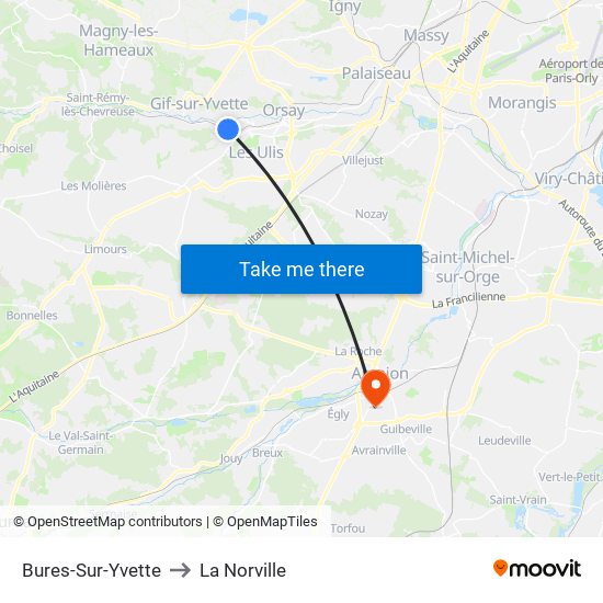 Bures-Sur-Yvette to La Norville map