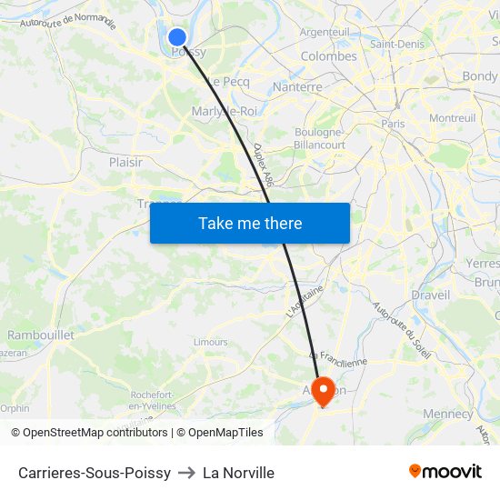 Carrieres-Sous-Poissy to La Norville map