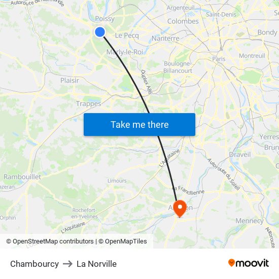 Chambourcy to La Norville map