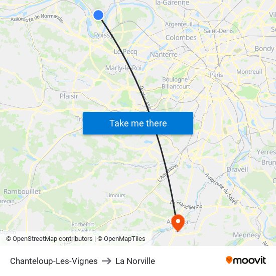 Chanteloup-Les-Vignes to La Norville map