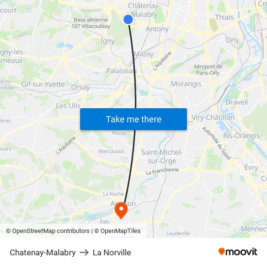 Chatenay-Malabry to La Norville map