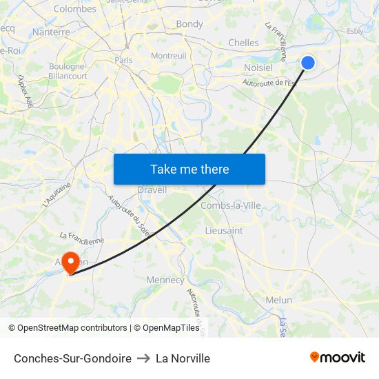 Conches-Sur-Gondoire to La Norville map