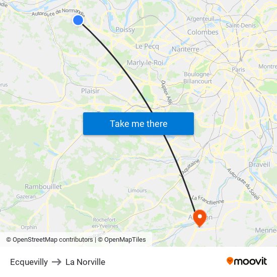 Ecquevilly to La Norville map