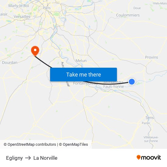 Egligny to La Norville map