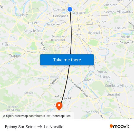 Epinay-Sur-Seine to La Norville map