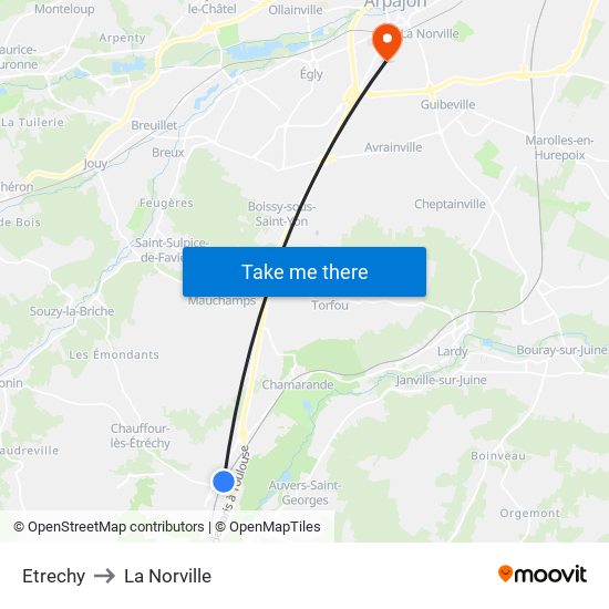 Etrechy to La Norville map