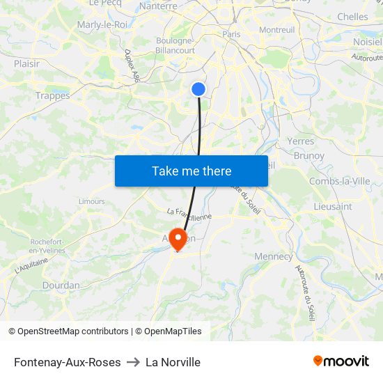 Fontenay-Aux-Roses to La Norville map