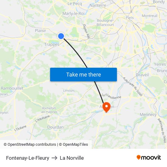 Fontenay-Le-Fleury to La Norville map