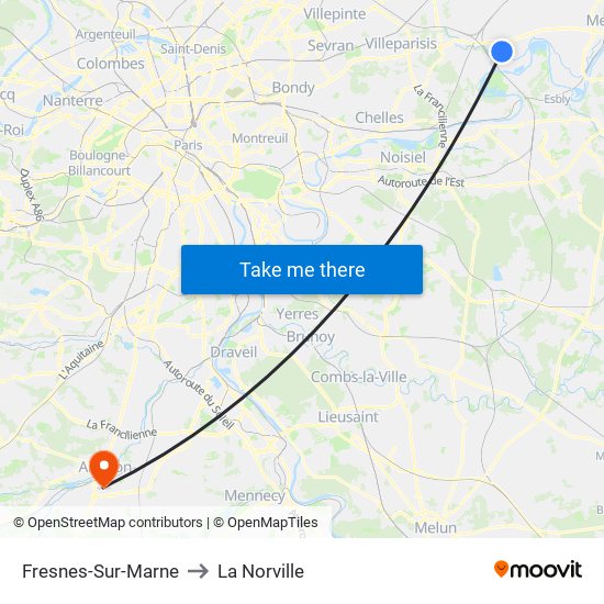 Fresnes-Sur-Marne to La Norville map