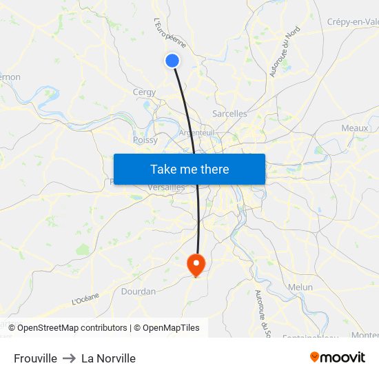 Frouville to La Norville map
