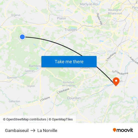 Gambaiseuil to La Norville map