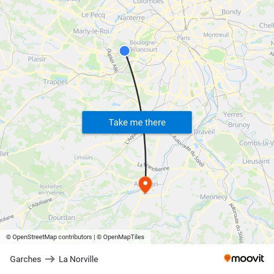 Garches to La Norville map